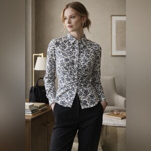 NWOT Thakoon for Design Nation Pintuck Floral Button Down Blouse Size Medium